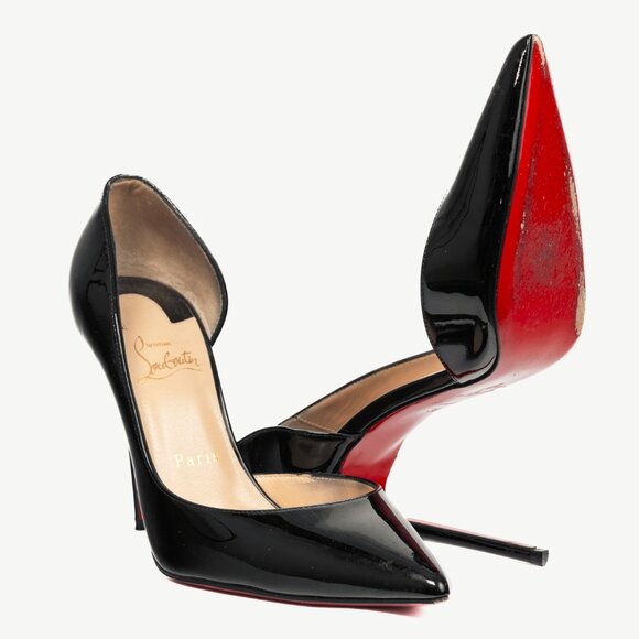 Christian Louboutin Iriza Black Patent Pointed Toe Half d'Orsay Pumps - Picture 4 of 8